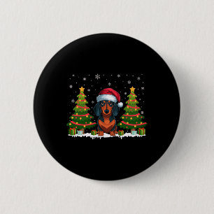 Xmas Tree Lights Dackel Hund Weihnachtsmannmütze W Button
