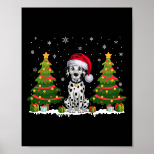 Xmas Tree Lights Dalmatiner Hund Weihnachtsmannmüt Poster