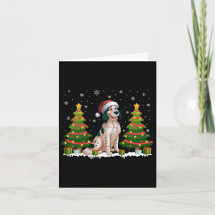 Xmas Tree Lights English Setter Dog Santa Christma Karte
