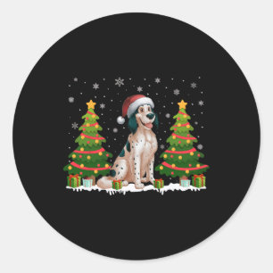 Xmas Tree Lights English Setter Dog Santa Christma Runder Aufkleber
