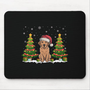 Xmas Tree Lights Labrador Hund Weihnachtsmannmütze Mousepad