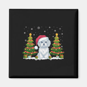 Xmas Tree Lights Malteser Hund Weihnachtsmannmütze Magnet