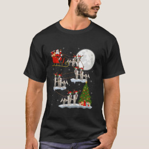 Xmas Tree Lights Santa Riding Border Collie Dog h T-Shirt