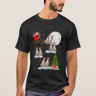 Xmas Tree Lights Santa Riding Irish Wolfhound Dog T-Shirt