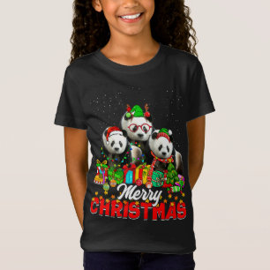 Xmas Tree Lights Weihnachts Pajama Panda Bär Anima T-Shirt