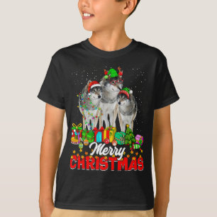 Xmas Tree Lights Weihnachts Pajama Wolf Animals Lo T-Shirt