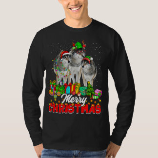 Xmas Tree Lights Weihnachts Pajama Wolf Animals Lo T-Shirt