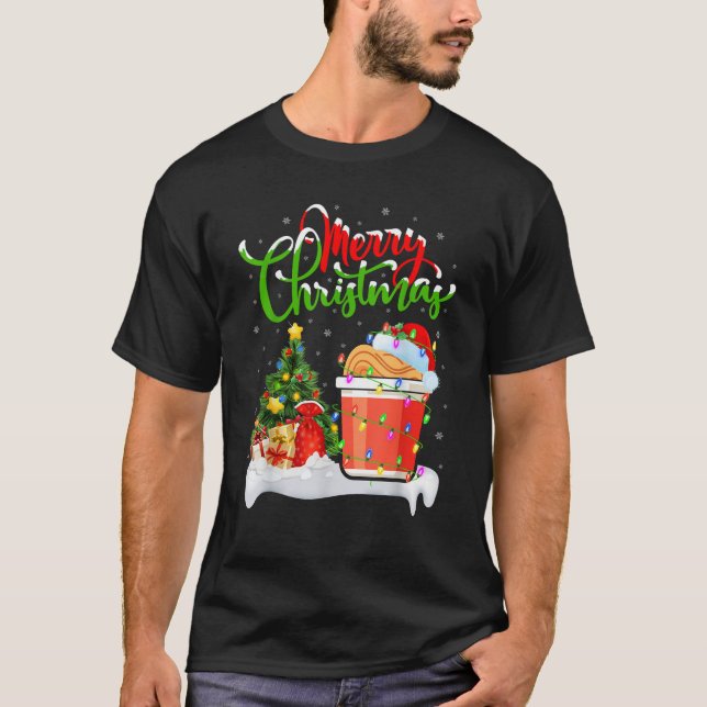 Xmas Tree Lights Weihnachtsmannmütze Fast Food Cup T-Shirt (Vorderseite)