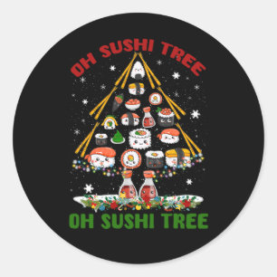 Xmas Tree Oh Sushi Weihnachtsbaum Japanisches Esse Runder Aufkleber