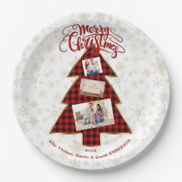 Xmas Tree Red Buffalo Gold Frohe Weihnachts-Foto Pappteller