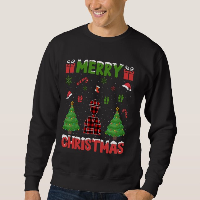 Xmas Tree Red Buffalo Kariert Inspector Ugly Chris Sweatshirt (Vorderseite)