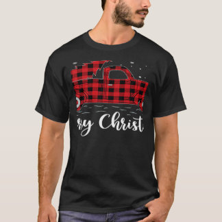 Xmas Tree Red Buffalo Kariert Red Truck Merry Chri T-Shirt