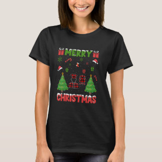 Xmas Tree Red Buffalo Karierter Zugführer Ugly C T-Shirt
