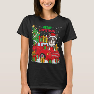 Xmas Tree Red Lighting Boston Terrier Dog Ch T-Shirt