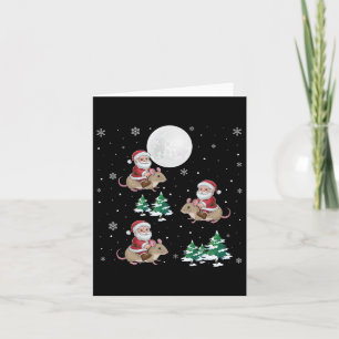 Xmas Tree Santa Riding Dormouse Funny Christmas Karte