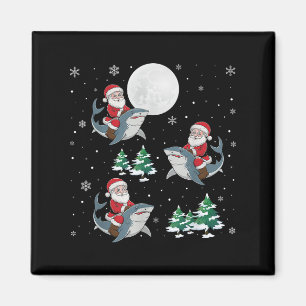 Xmas Tree Santa Riding Hammerhead Hai Funny Chri Magnet