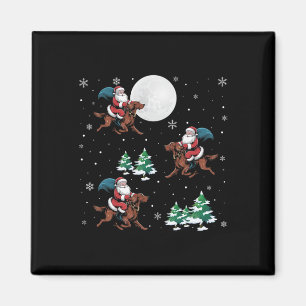 Xmas Tree Santa Riding Irish Setter Dog Funny Chri Magnet