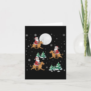 Xmas Tree Santa Riding Irish Wolfhound Dog Funny C Karte