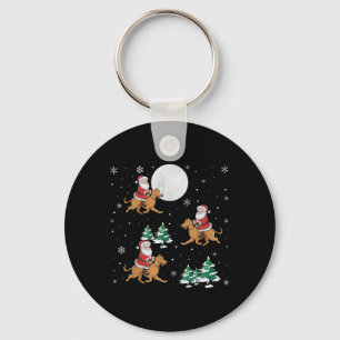 Xmas Tree Santa Riding Irish Wolfhound Dog Funny C Schlüsselanhänger