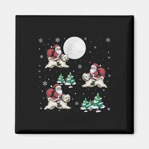 Xmas Tree Santa Riding Maltese Hund Funny Christma Magnet