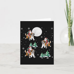 Xmas Tree Santa Riding Saint Bernard Dog Funny Chr Karte