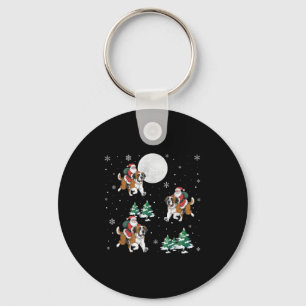 Xmas Tree Santa Riding Saint Bernard Dog Funny Chr Schlüsselanhänger