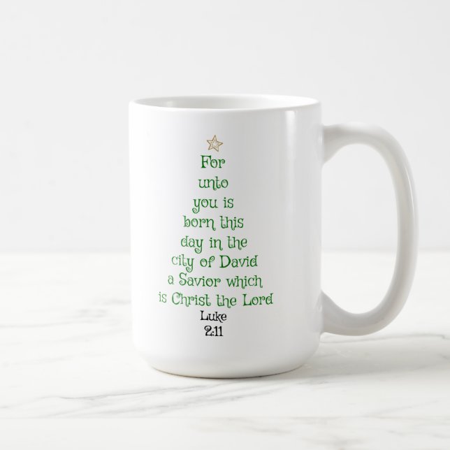 Xmas Tree Scripture Verse (Luke 2:11) Kaffeetasse (Rechts)