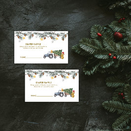 X'mas Tree Tractor Bear Diaper Raffle Baby Shower Begleitkarte