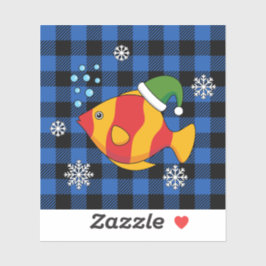 Xmas Tropischer Cartoon auf Blue Buffalo Muster Aufkleber