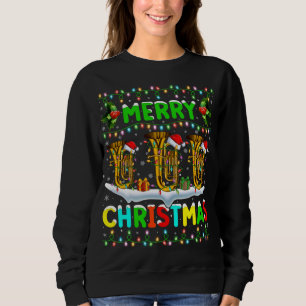 Xmas Tuba Lighting Weihnachtsmannmütze Frohe Weihn Sweatshirt