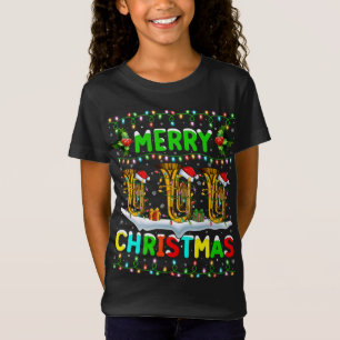 Xmas Tuba Lighting Weihnachtsmannmütze Frohe Weihn T-Shirt
