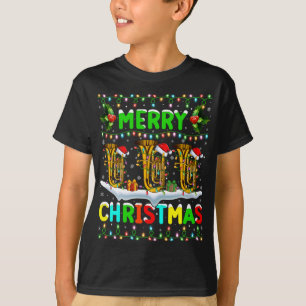 Xmas Tuba Lighting Weihnachtsmannmütze Frohe Weihn T-Shirt