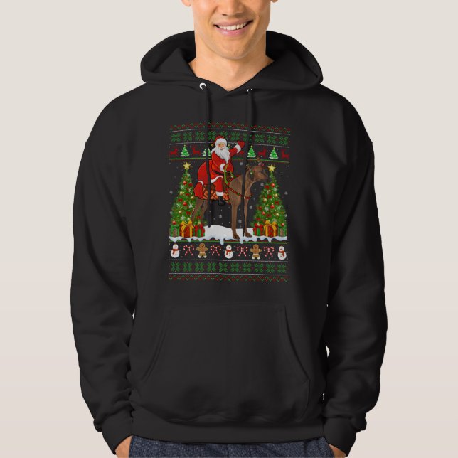Xmas Ugly Santa Riding Rhodesian Ridgeback Dog Chr Hoodie (Vorderseite)