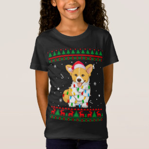 Xmas Ugly Sweater Christmas Lights Corgi Dog Lover T-Shirt