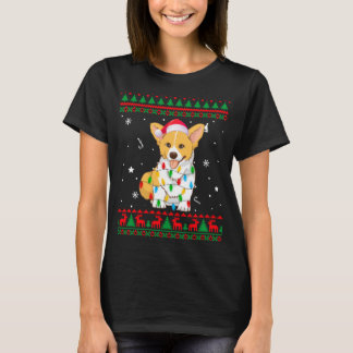 Xmas Ugly Sweater Christmas Lights Corgi Dog Lover T-Shirt
