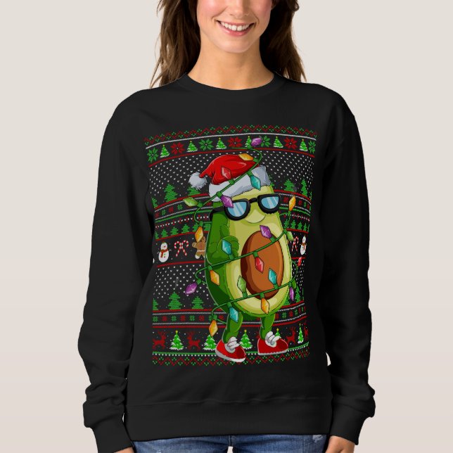 Xmas Ugly Sweater Style Lighting Avocado Weihnacht Sweatshirt (Vorderseite)