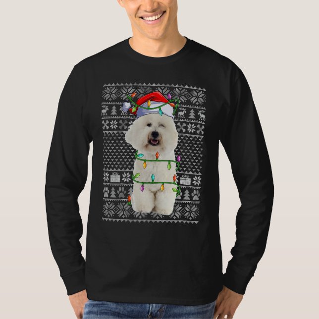 Xmas Ugly Sweater Style Santa Bichon Frise Dog Chr T-Shirt (Vorderseite)