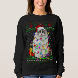 Xmas Ugly Sweater Weihnachtsbeleuchtung Cat Kitten Sweatshirt