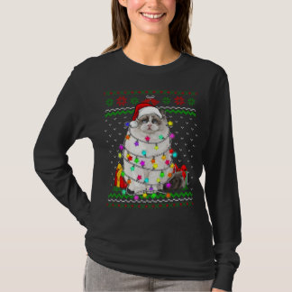 Xmas Ugly Sweater Weihnachtsbeleuchtung Cat Kitten T-Shirt