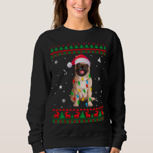 Xmas Ugly Sweater Weihnachtslicht Mops Hund Lover Sweatshirt
