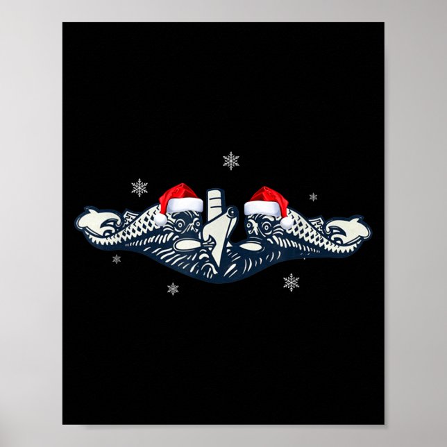 Xmas Veterans Day U.s Submarine Santa Hat Christma Poster (Vorne)