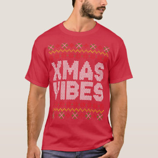 Xmas Vibes Ugly Christmas Sweater Pattern T-Shirt