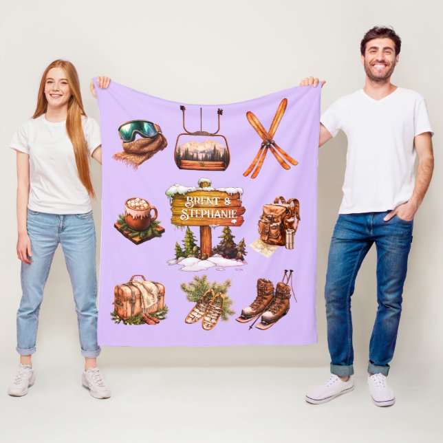 Xmas Vintag Retro Skivergnügen Luvender Outdoor Fleecedecke (Beispiel)