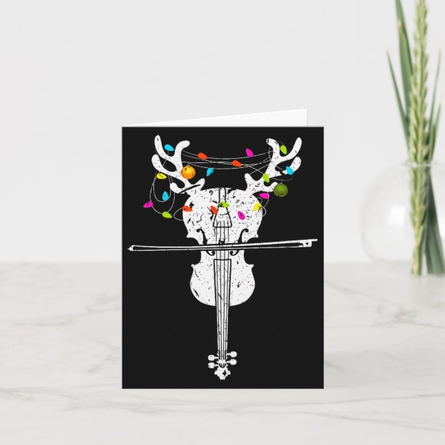 Xmas Violinist Reindeer Christmas Violin  Karte (Vorderseite)