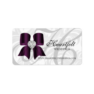 Xmas Wedding Label Jewel Bow Herz Lila Weiß Adressaufkleber