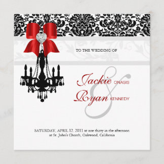 Xmas Wedite Invite Chandelier Schwarz-weiß Damask Save The Date