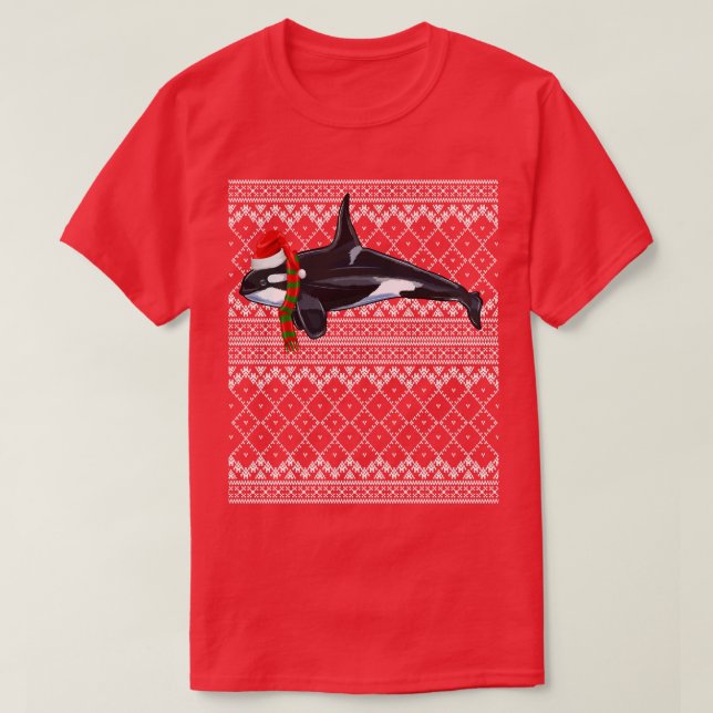 Xmas Weihnachtsmannmütze Orca Killer Whale Ugly We T-Shirt (Design vorne)