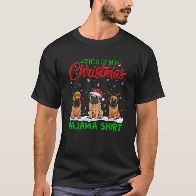 Xmas Weihnachtsmannmütze Reindeer English Mastiff  T-Shirt (Vorderseite)