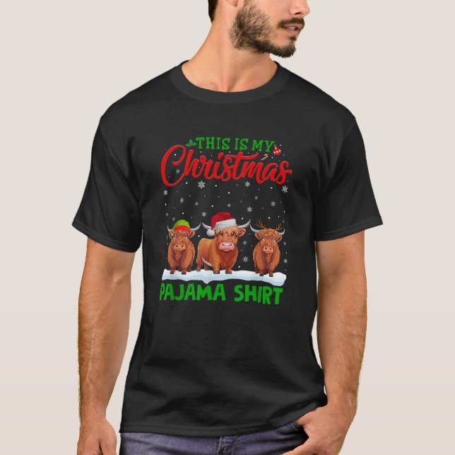 Xmas Weihnachtsmannmütze Reindeer Highland Kuh Chr T-Shirt (Vorderseite)