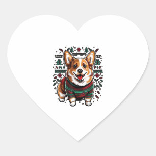 Xmas Welsh Corgi Santa an Weihnachten Welsh Corgi Herz-Aufkleber